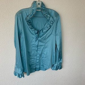 Soft Surroundings Ruffled Button Up Blouse